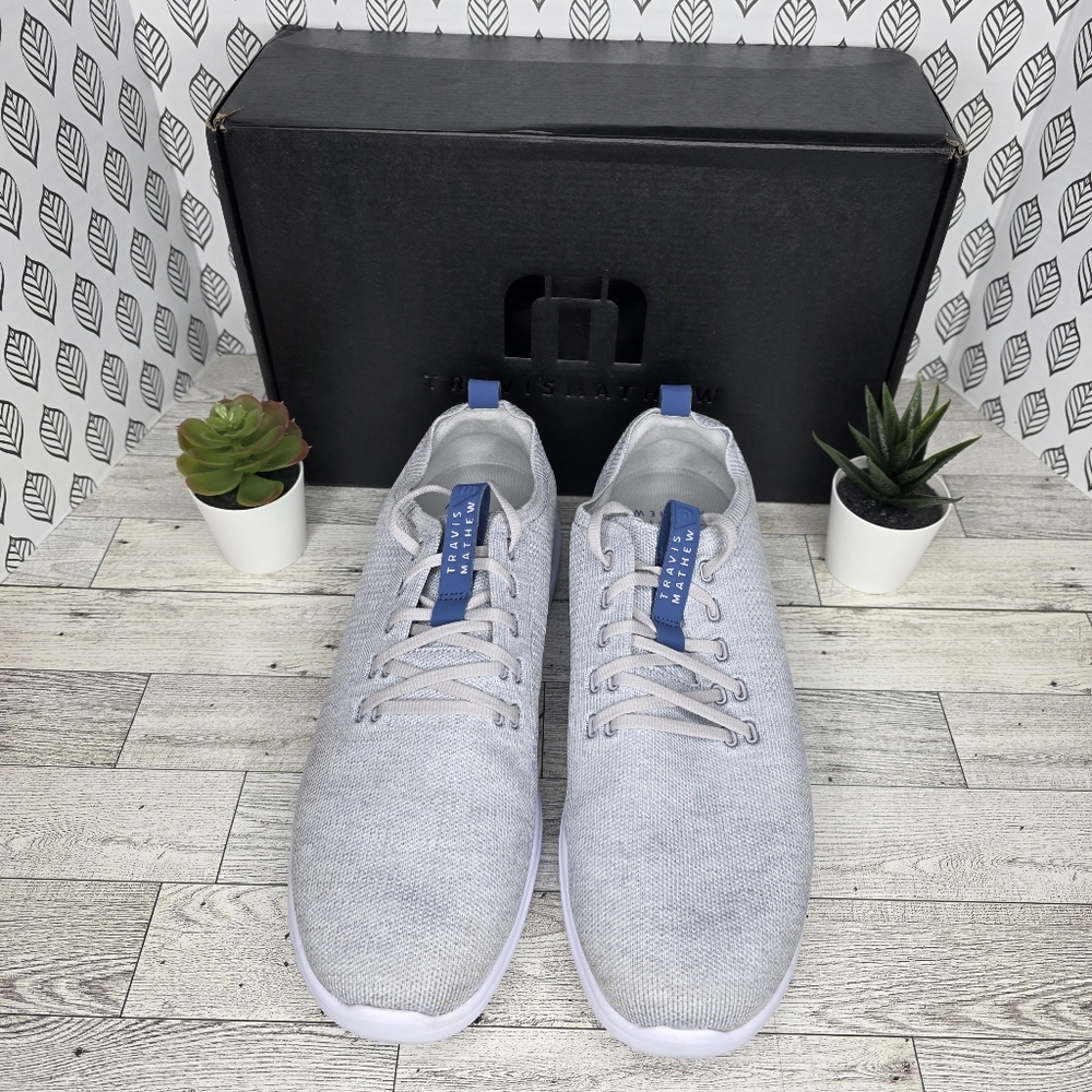 Mens Travis Mathews The Daily Lite In Heather Grey And Microchip Blue Size 12